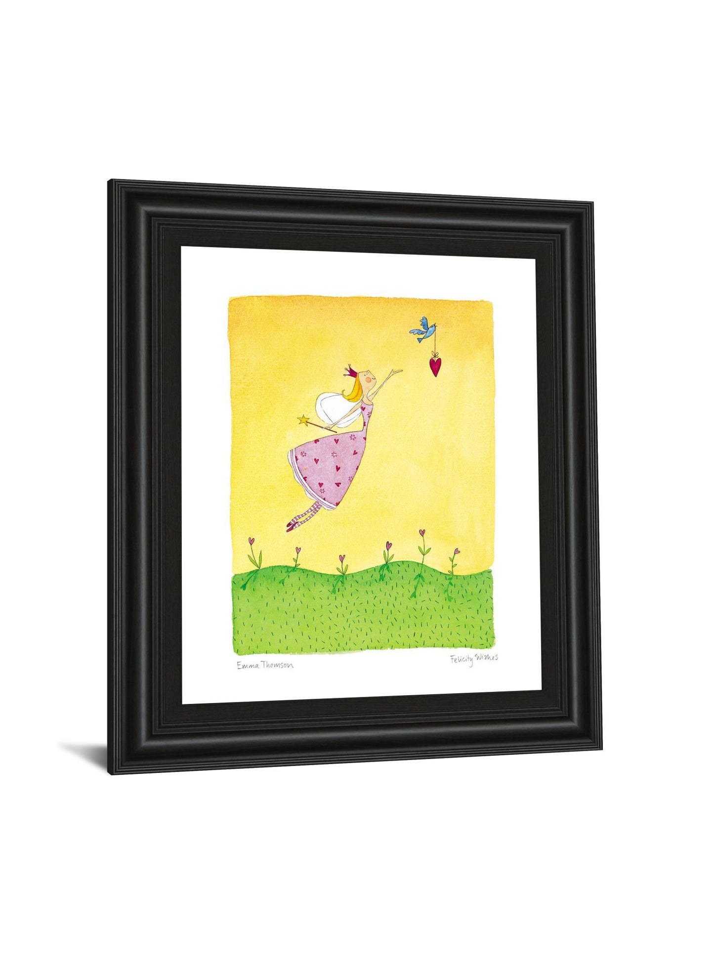 Felicity Wishes Il By Emma Thomson - Framed Print Wall Art - Yellow - Snoozhouse
