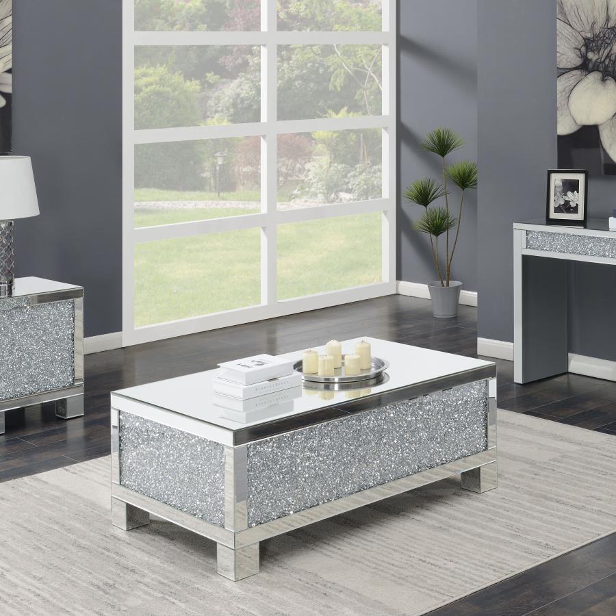 Gillian - Rectangular Mirrored Acrylic Coffee Table - Silver CoasterElevations
