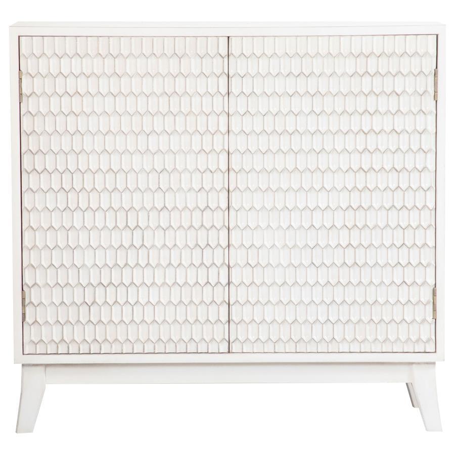 Gambon - 2 Door Wood Honeycomb Pattern Accent Cabinet - White CoasterElevations