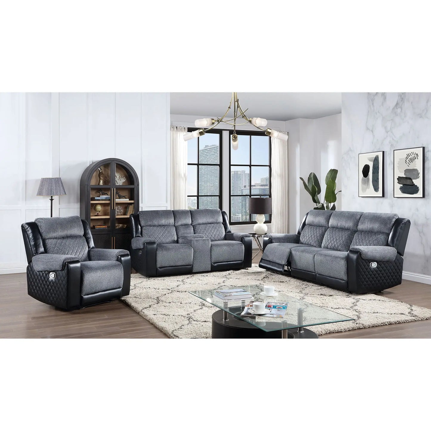 Alicia - Reclining Sofa - Gray / Black Global Furniture USA