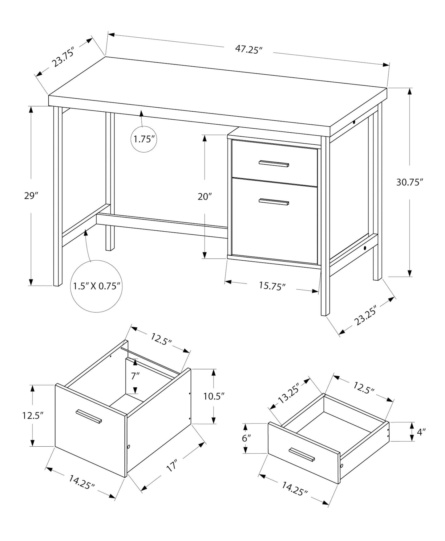 Computer Desk For Home Office, Left, Right Set - Up, Storage Drawers, Modern Design 8th Street