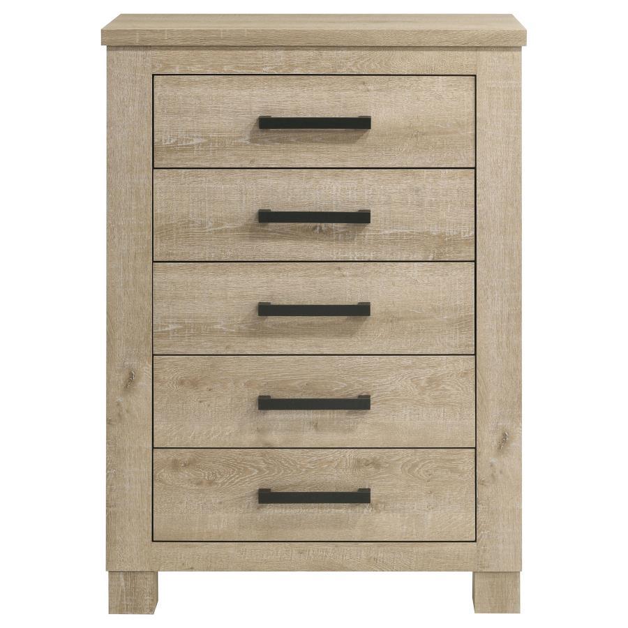 Oakglen - 5-Drawer Bedroom Chest Of Drawers - Weathered Oak Coaster Fine Furniture