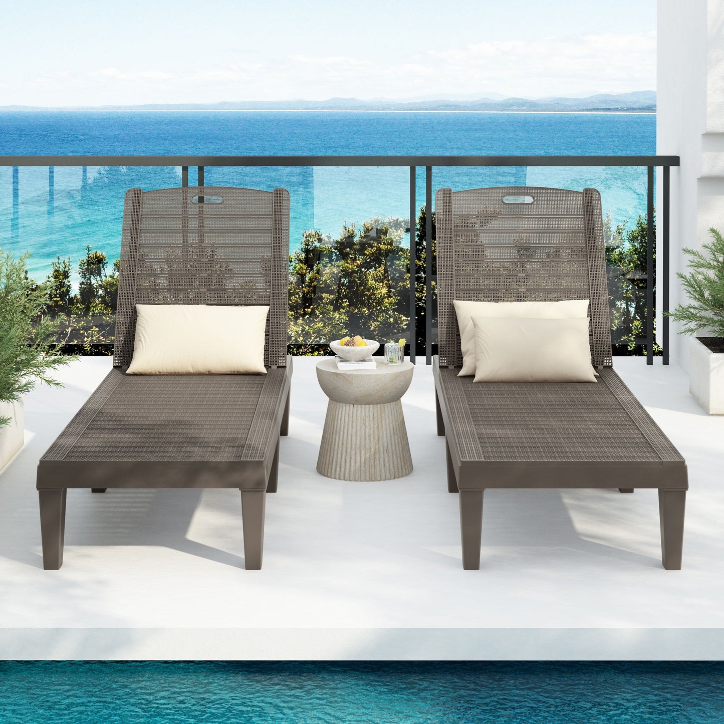 2 Piece Outdoor Chaise Lounges With Adjustable Backrest Hearth and Haven