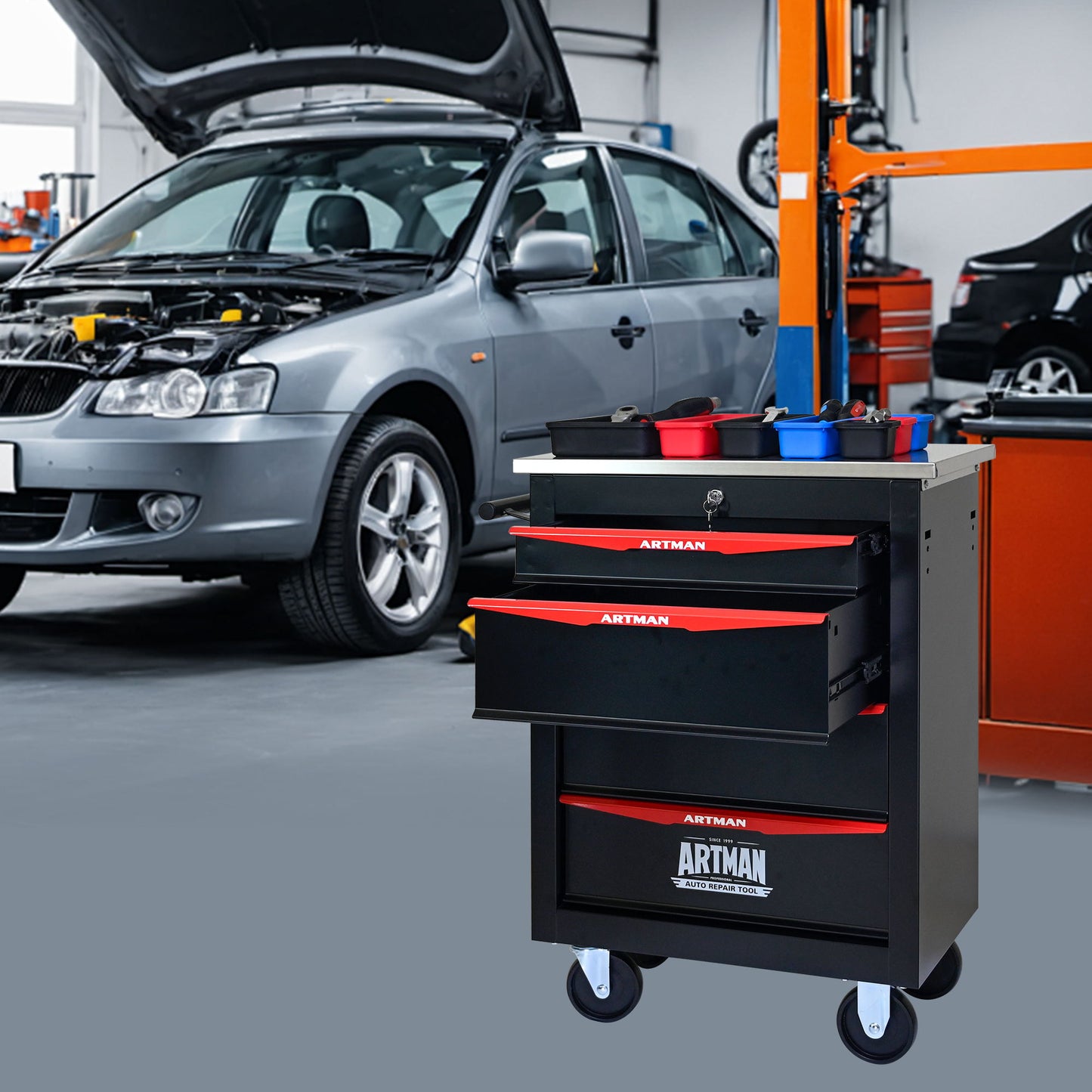 Drawer Multifunctional Tool Cart With Wheels For Garage Daily Nest