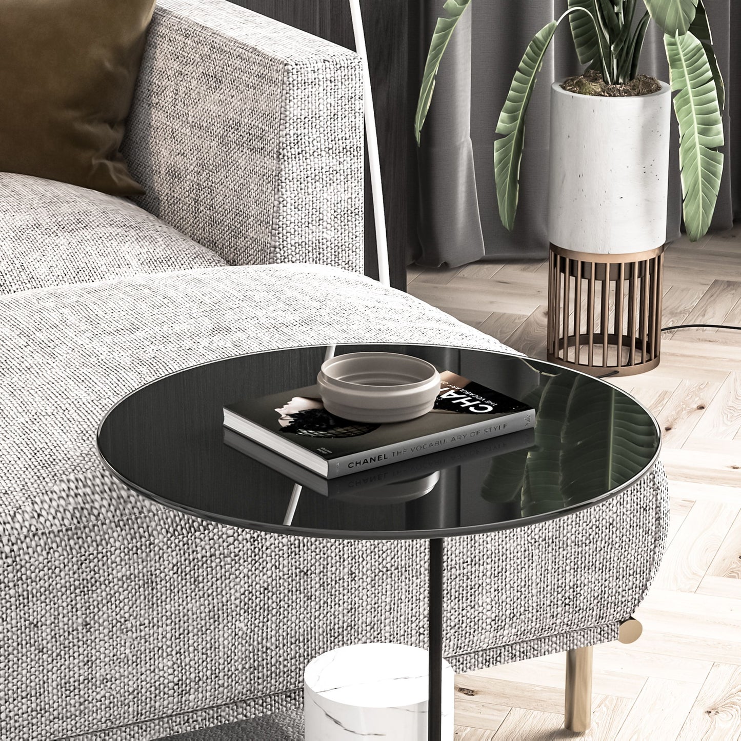 20" Round Tempered Glass Table Top Glass 1 / 4" Thick Round Polished Edge - Black Home Essentials