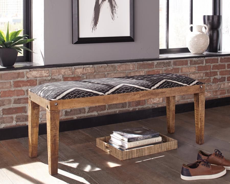Lamont - Fabric Upholstered Accent Bench - Black And Natural CoasterEssence