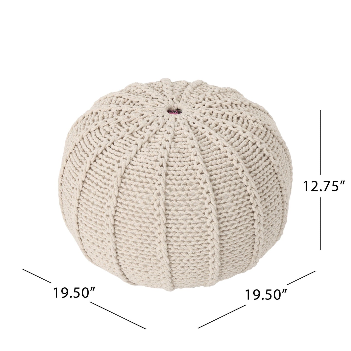 Bordeaux - Knitted Cotton Round Pouf Ottoman And Floor Cushion Home Essentials