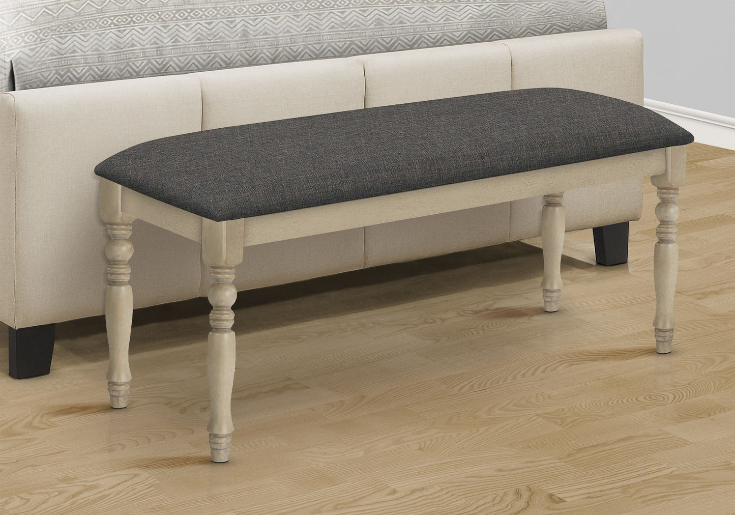 Bench, Rectangular, Upholstered, Transitional - Gray 8th Street