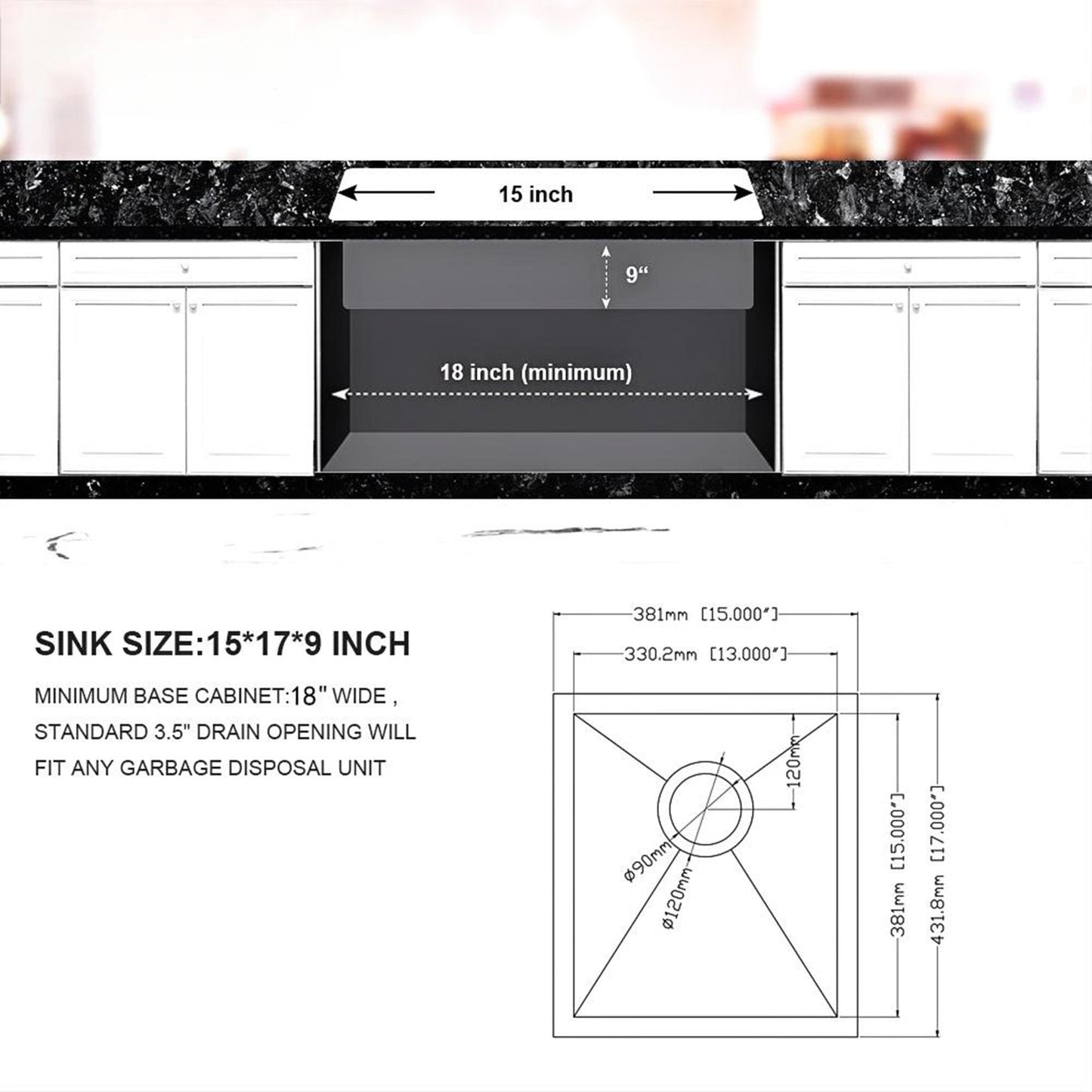 Undermount Stainless Steel Kitchen Sink, Deep Single Bowl Basin Daily Nest