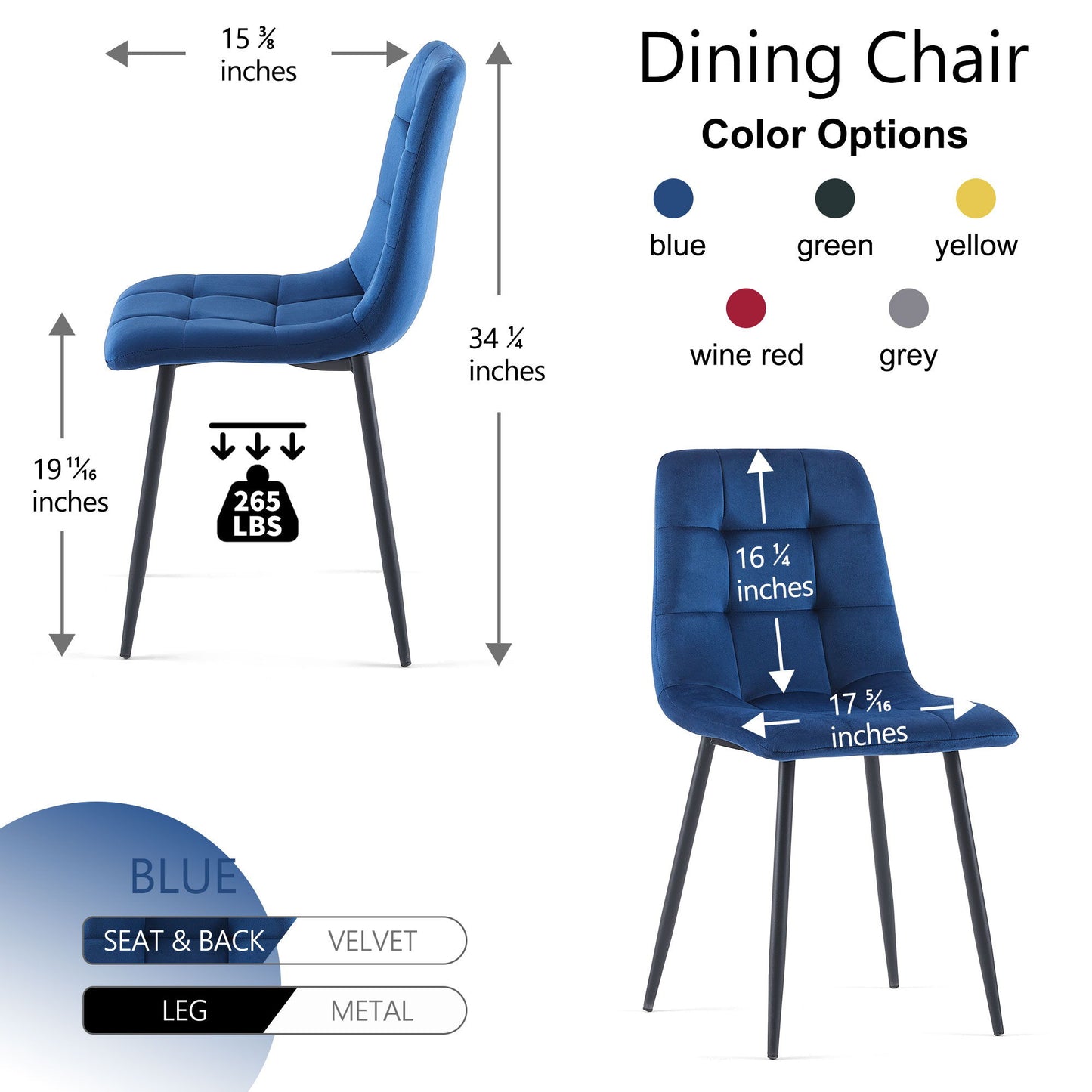 Mid-Century Modern Velvet Dining Chairs Set For Kitchen, Living Room Home Essentials