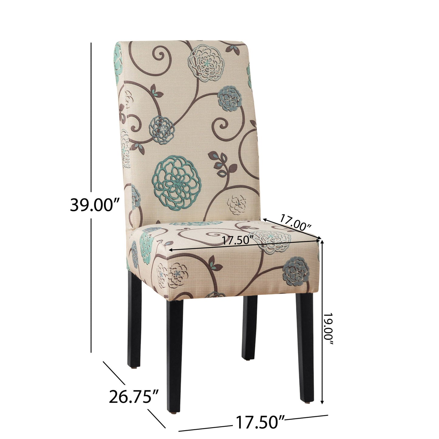 Contemporary Dining Chair Set With Rubberwood Legs - White / Blue Noble House