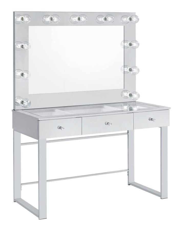 Umbridge - 3-Drawer Vanity Set With Lighting - Chrome And White CoasterEssence