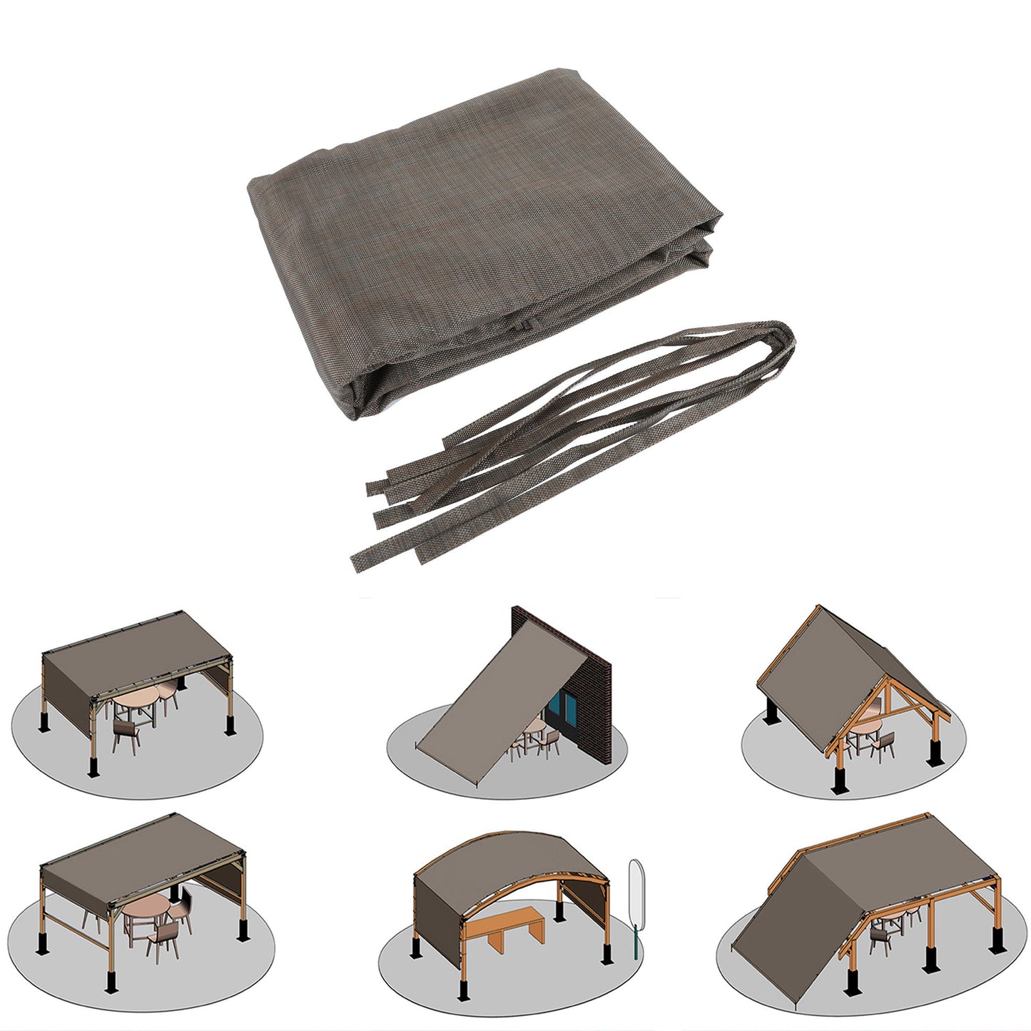 13' X 7.7' Outdoor Pergola Sun Shade Cover Cloth Patio Canopy Hdpe Permeable With Grommets - Brown Home Essentials