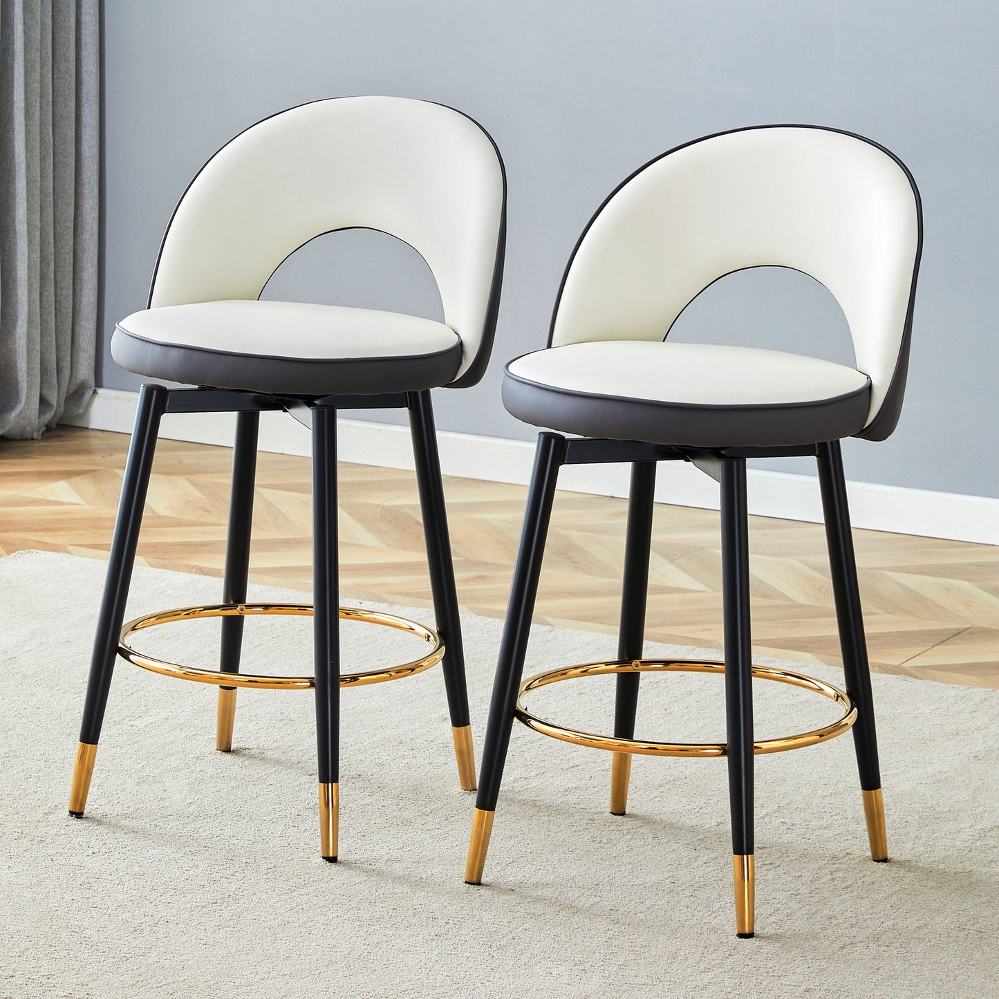Upholstered Rotatable Bar Chair With Metal Legs For Dining Room Home Essentials