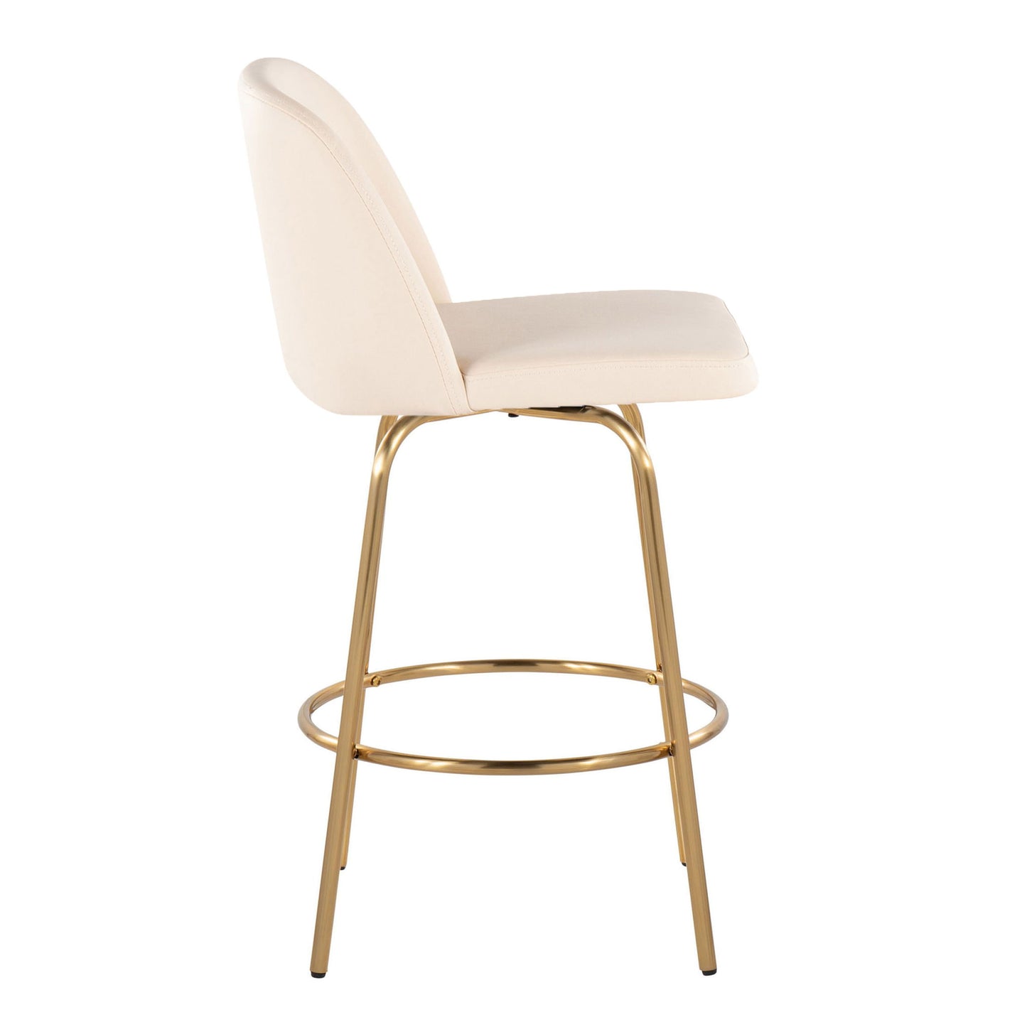 Toriano - Contemporary, Fixed Height Counter Stool With Swivel With Round Footrest (Set of 2) Lumi Source