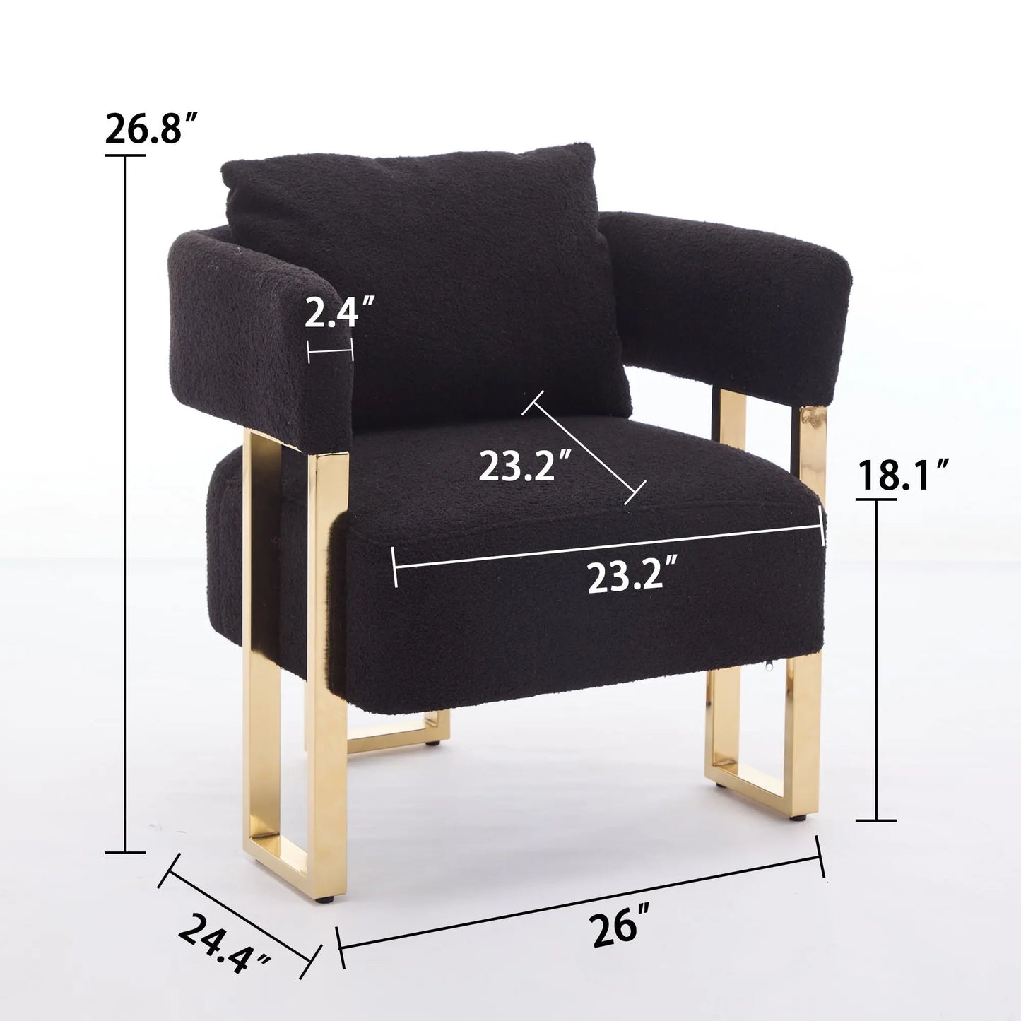 Modern Decorative Chair Teddy Fleece Upholstered And Metal Foot Home Essentials
