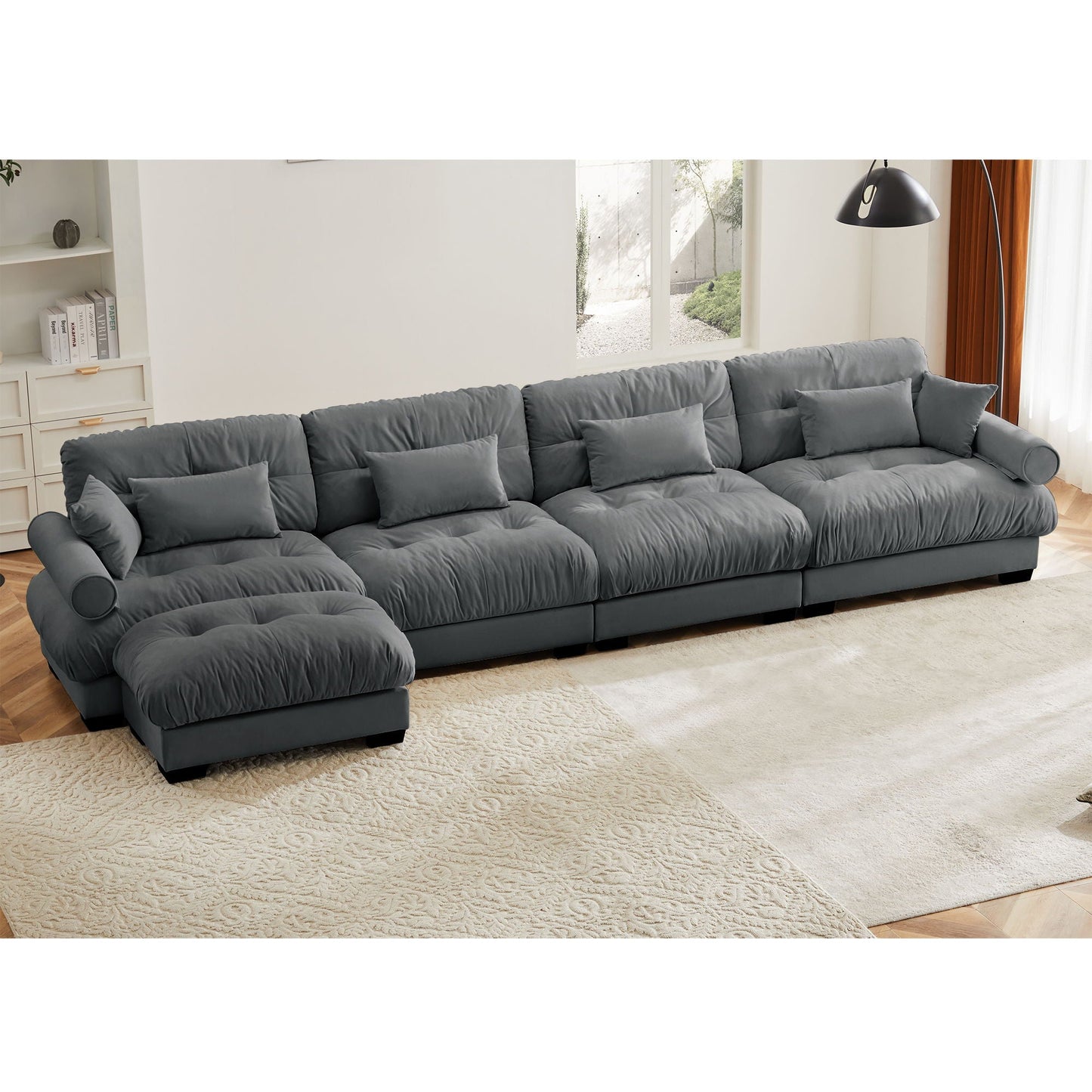 Super Comfort Oversized Modular Sectional Sofa With Movable Ottoman - Snoozhouse