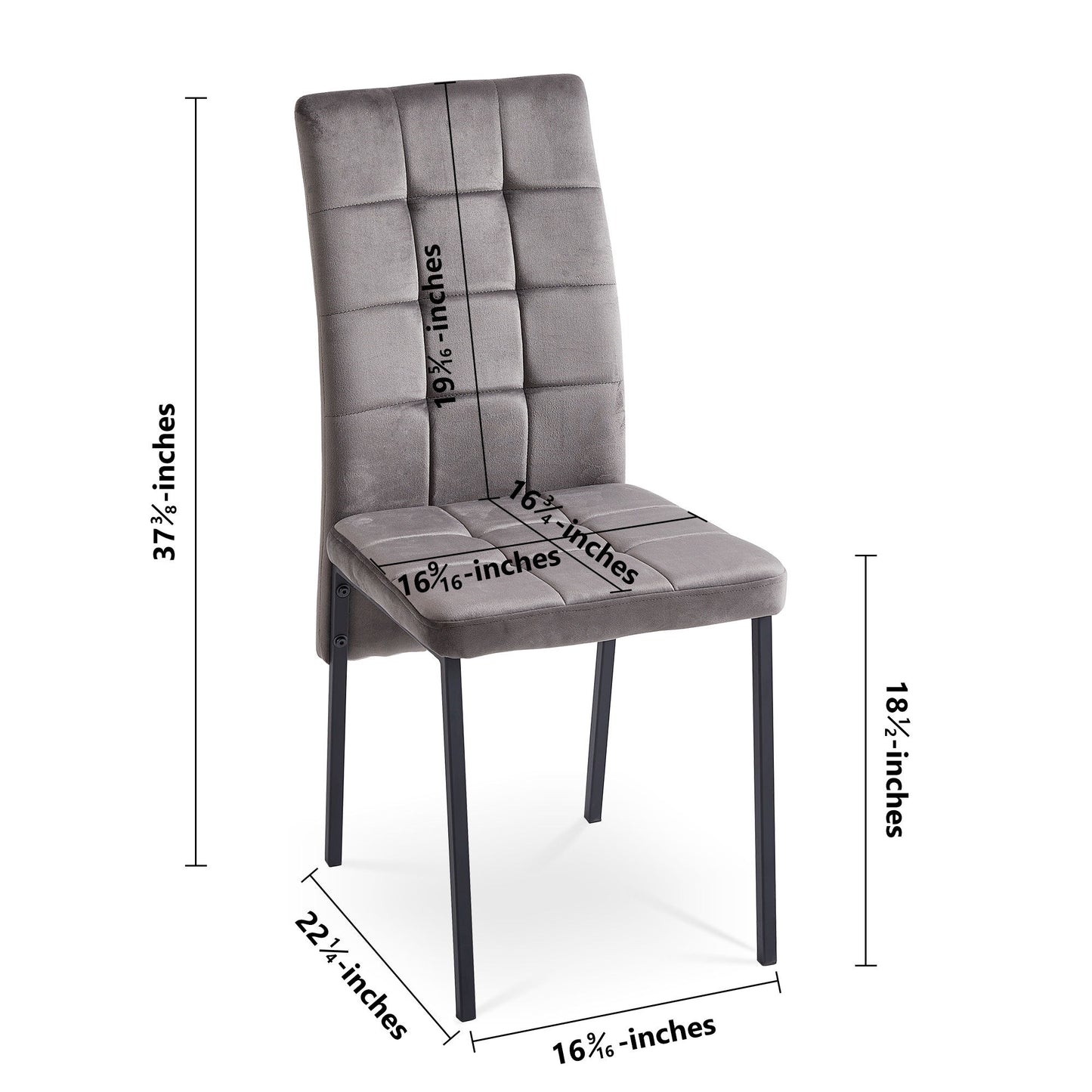 Velvet High Back Nordic Dining Chair Modern Fabric Chair With Black Legs (Set of 2) Home Essentials