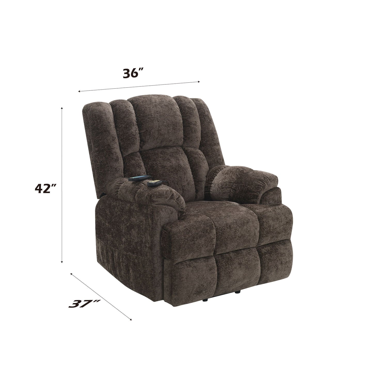 Power Motion Recliner With Lift Heating Massage Function - Brown Acme