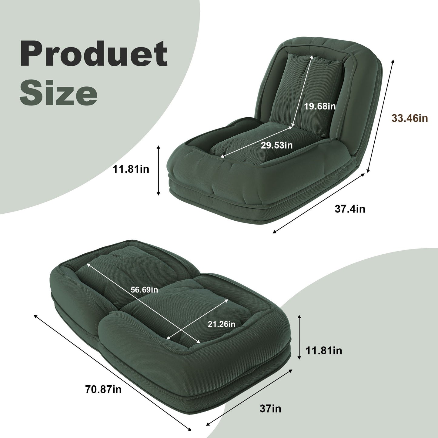 Upholstered Foldable Lazy Sofa Bed For Adults And Pets Home Essentials