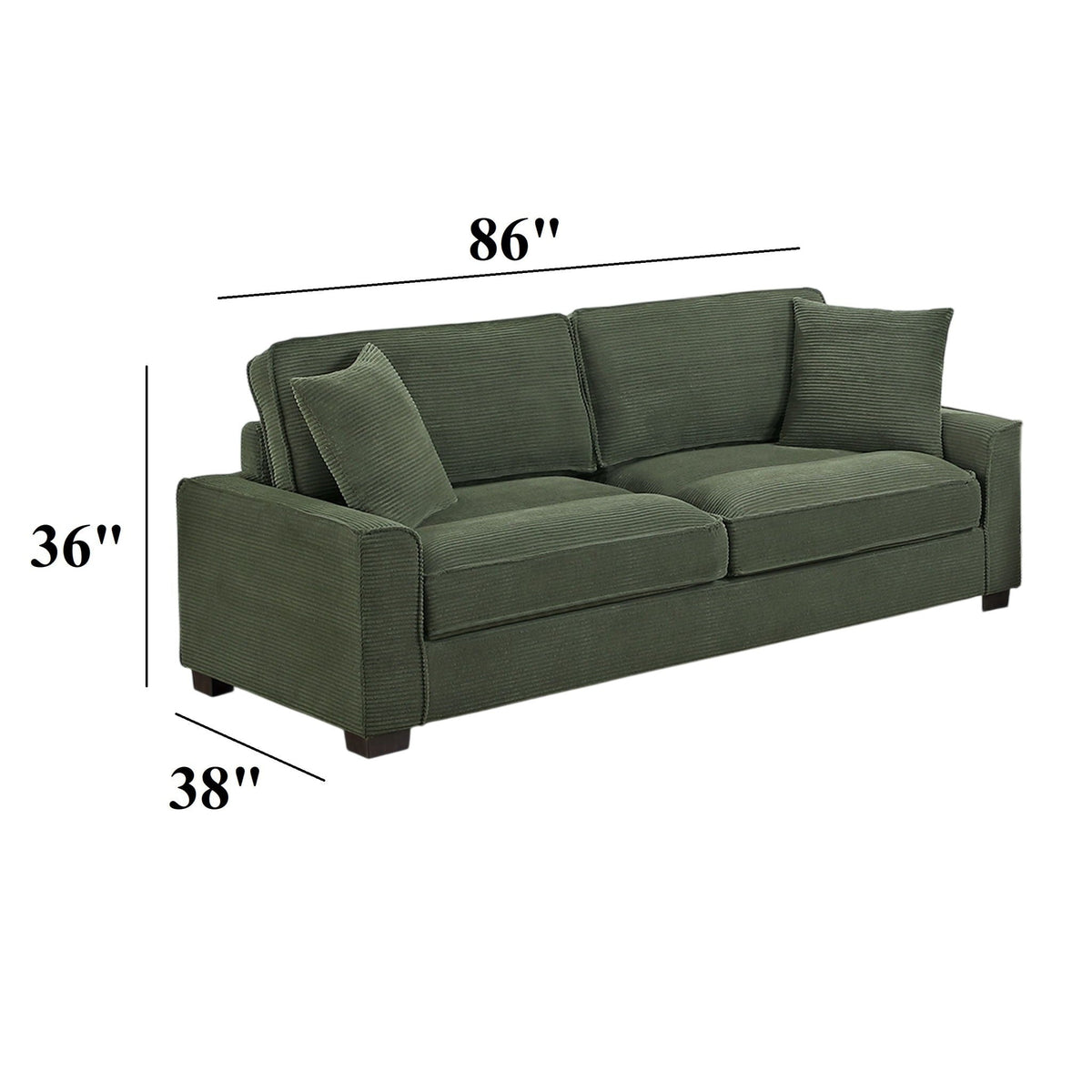 Sofa & Loveseat 2 Piece Set With Accent Pillows - Forest Green Home Essentials