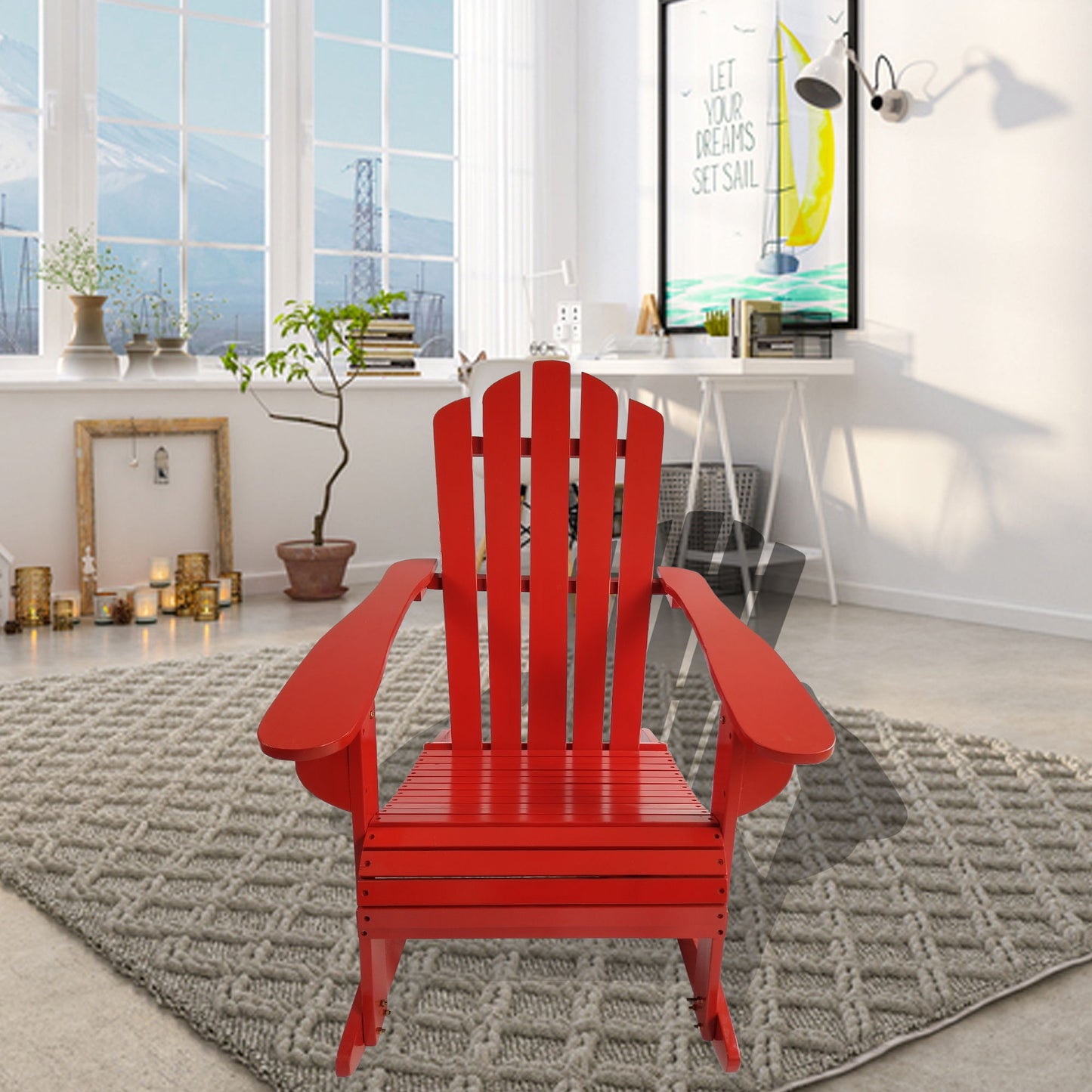 Reclining Outdoor Rocking Adirondack Chair Home Essentials