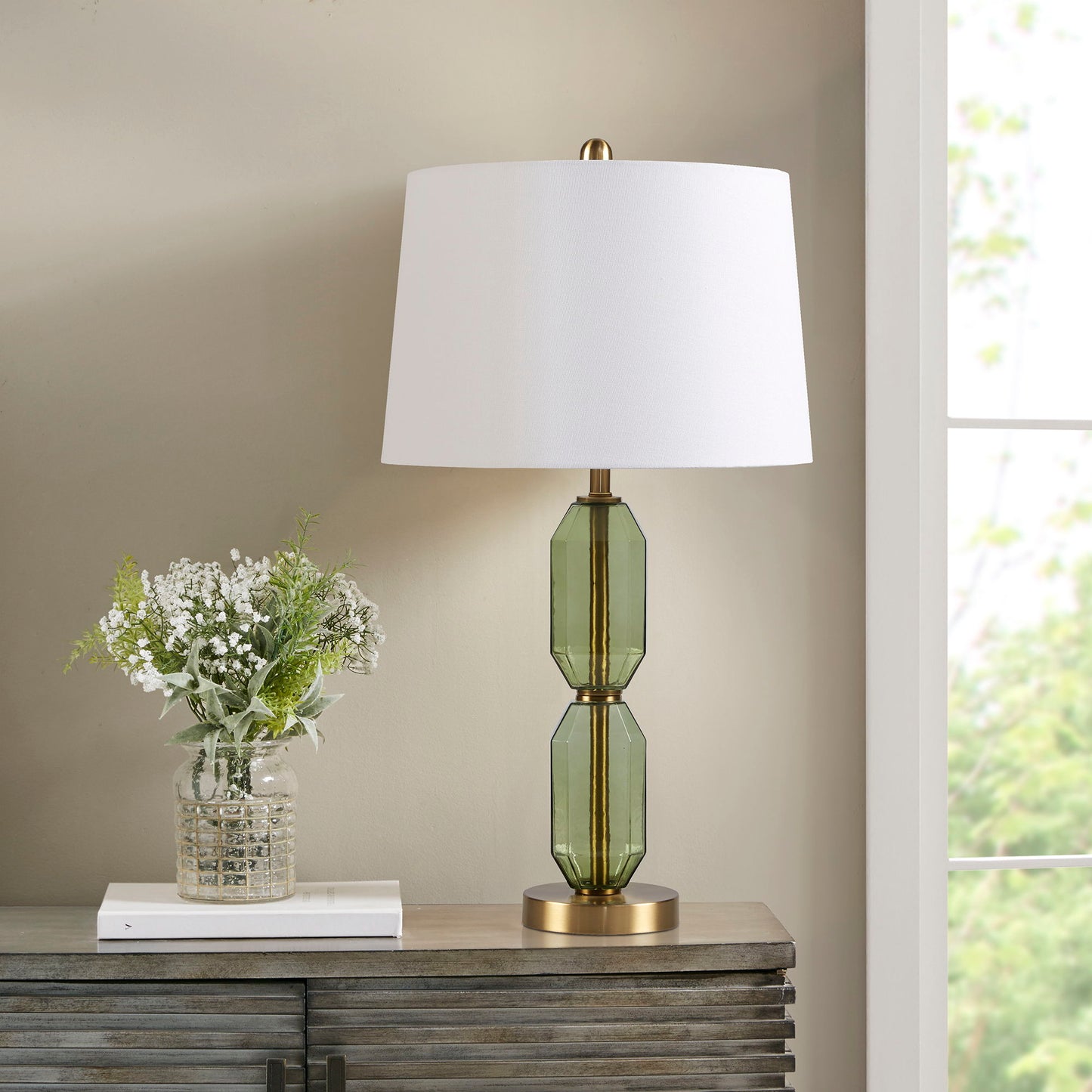 Zirconia - Faceted Green Glass Table Lamp - Green 510 Design