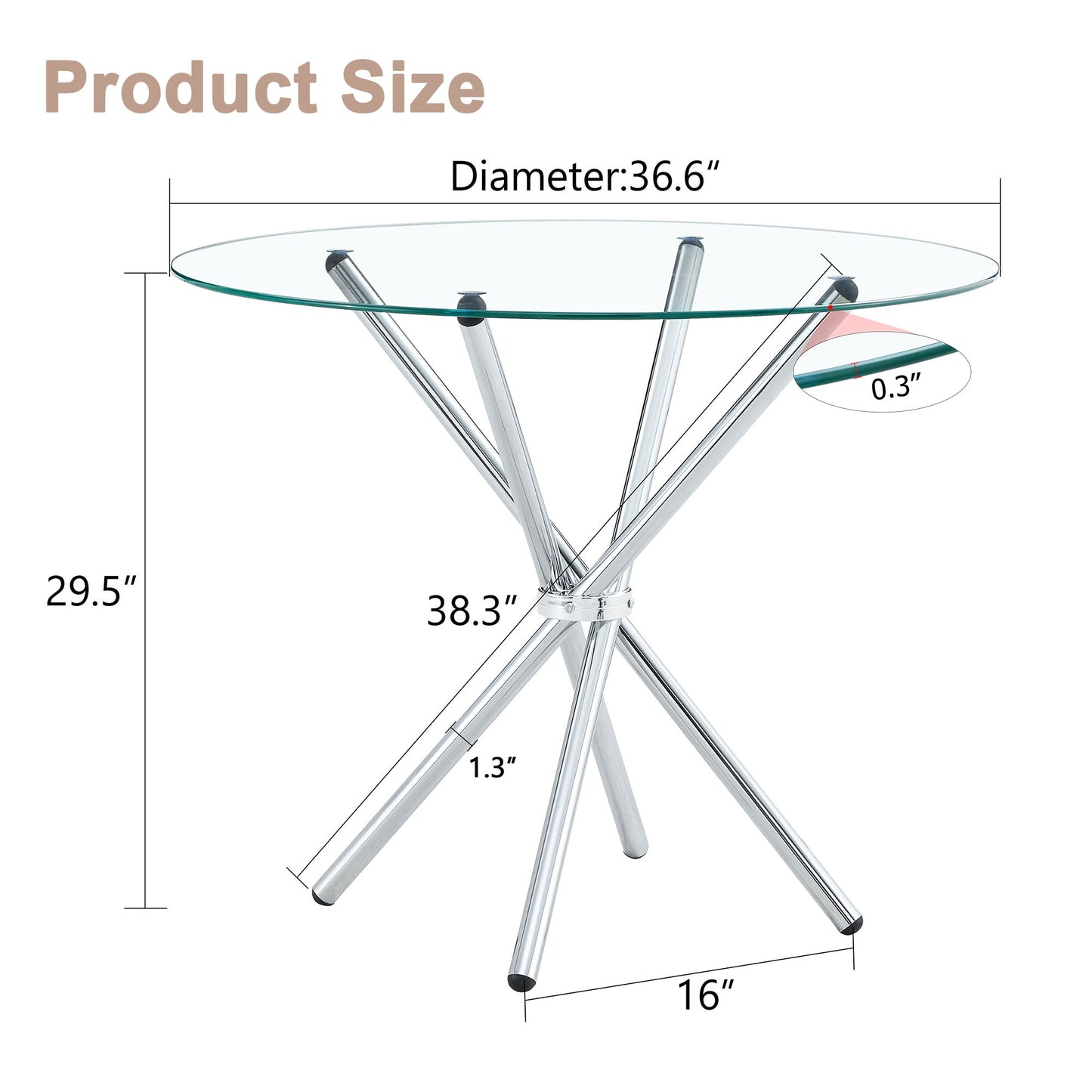 Modern Round Clear Glass Dining Table With Unique Metal Legs For 4 6 People - Silver Home Essentials