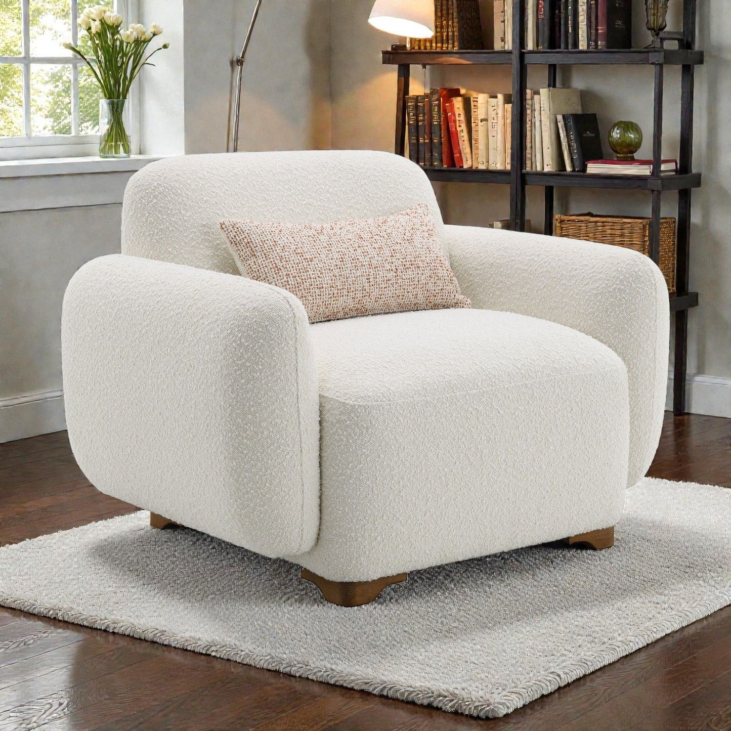 Darius - Boucle Accent Chair With 1 Toss Pillow - Beige Acme