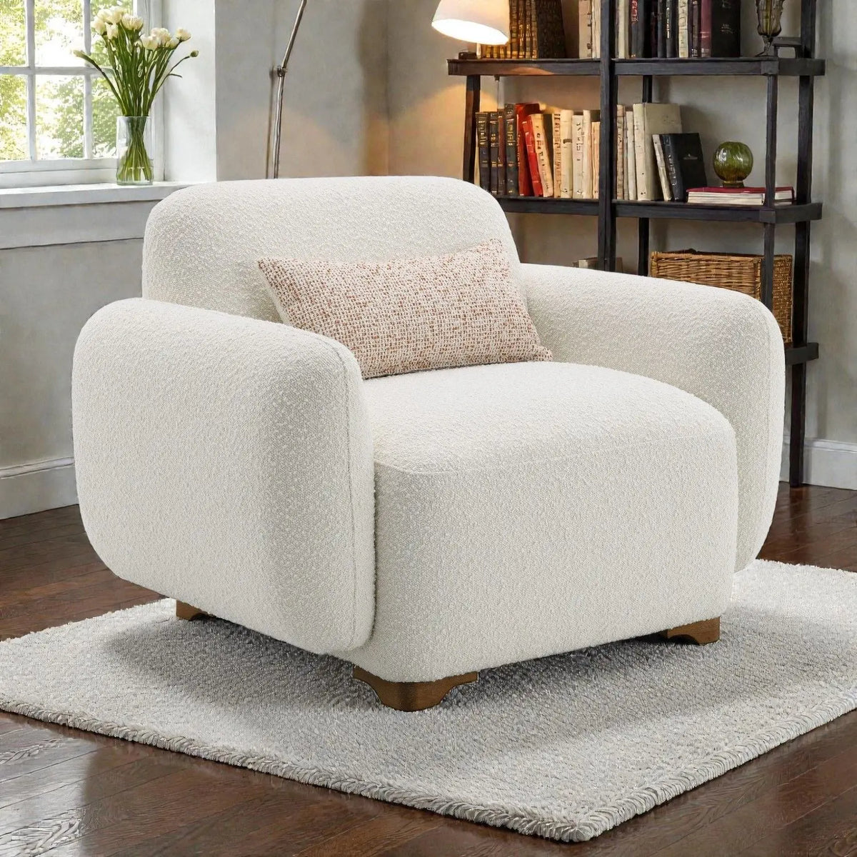 Darius - Boucle Accent Chair With 1 Toss Pillow - Beige Acme
