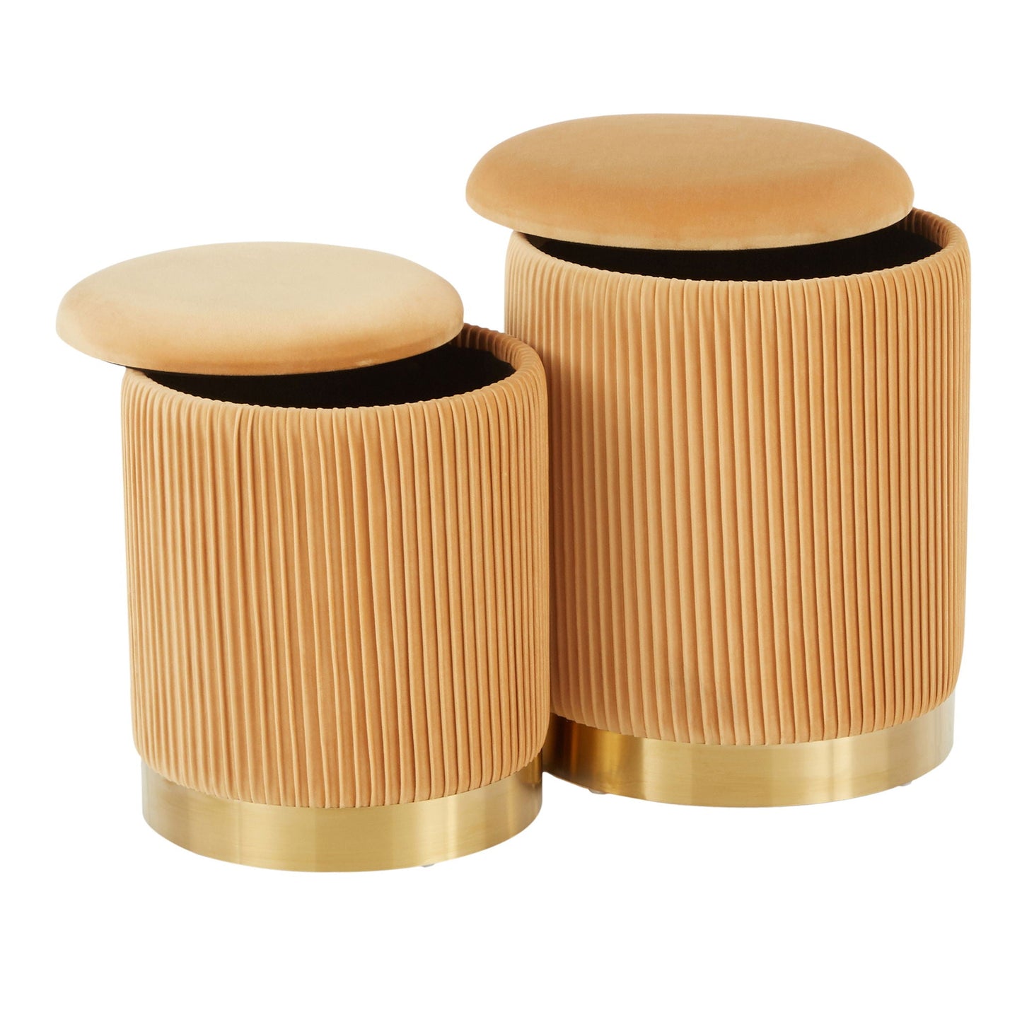 Marla - Contemporary Nesting Pleated Ottoman Set Lumi Source