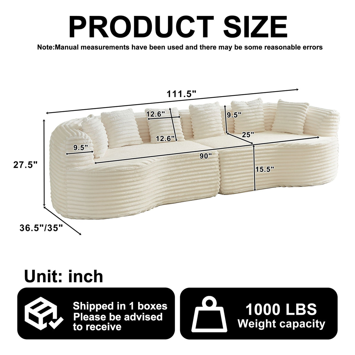 Sectional Sofa, Oversized 4 Seater With Deep Seat Design Home Essentials