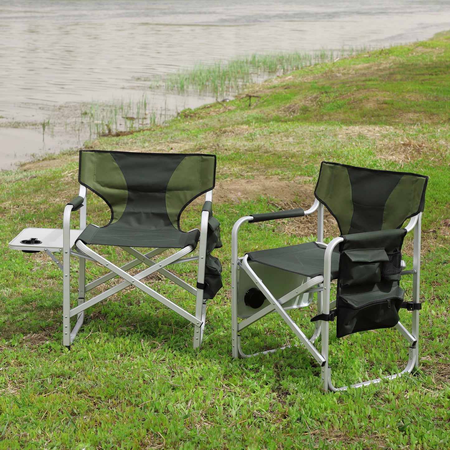 Padded Folding Outdoor Chair With Side Table And Storage Pockets, Lightweight Oversized Directors Chair For Indoor, Outdoor Camping, Picnics And Fishing Home Essentials
