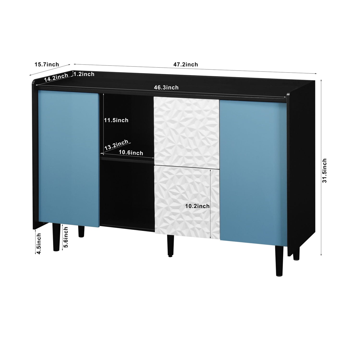 Modern Sideboard Buffet Cabinet With Red Doors And Unique Panel Styling Home Essentials