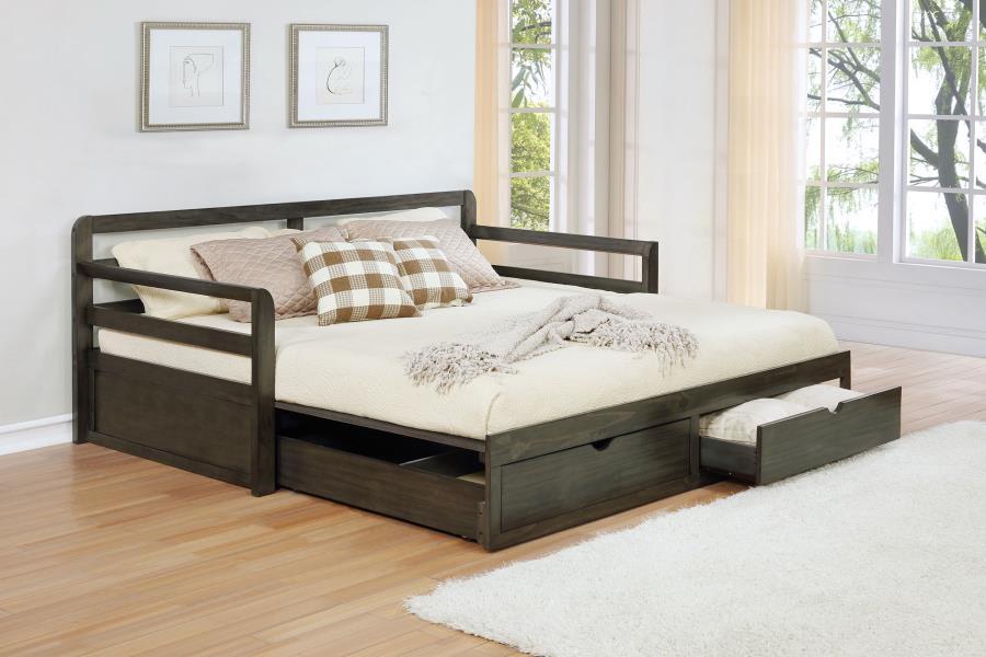 Sorrento - 2-Drawer Twin Long Daybed With Extension Trundle - Gray CoasterEssence