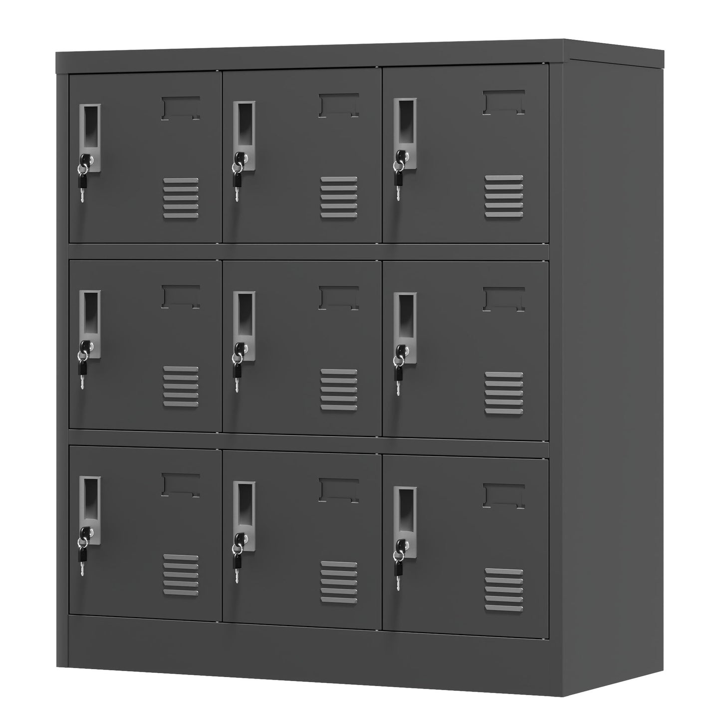 9 Door Employee Storage Locker With Card Slot, Lockers For Office, Gym, School, And Home - Black Home Essentials