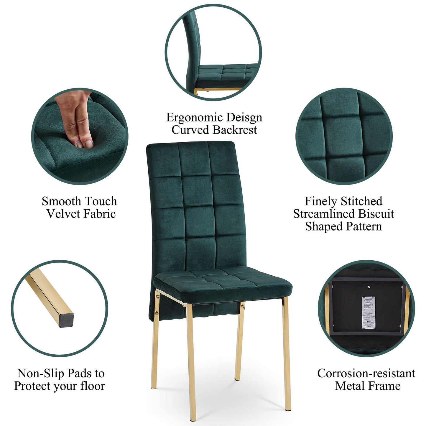 Velvet High Back Nordic Dining Chair Modern Chair With Golden Color Legs Home Essentials