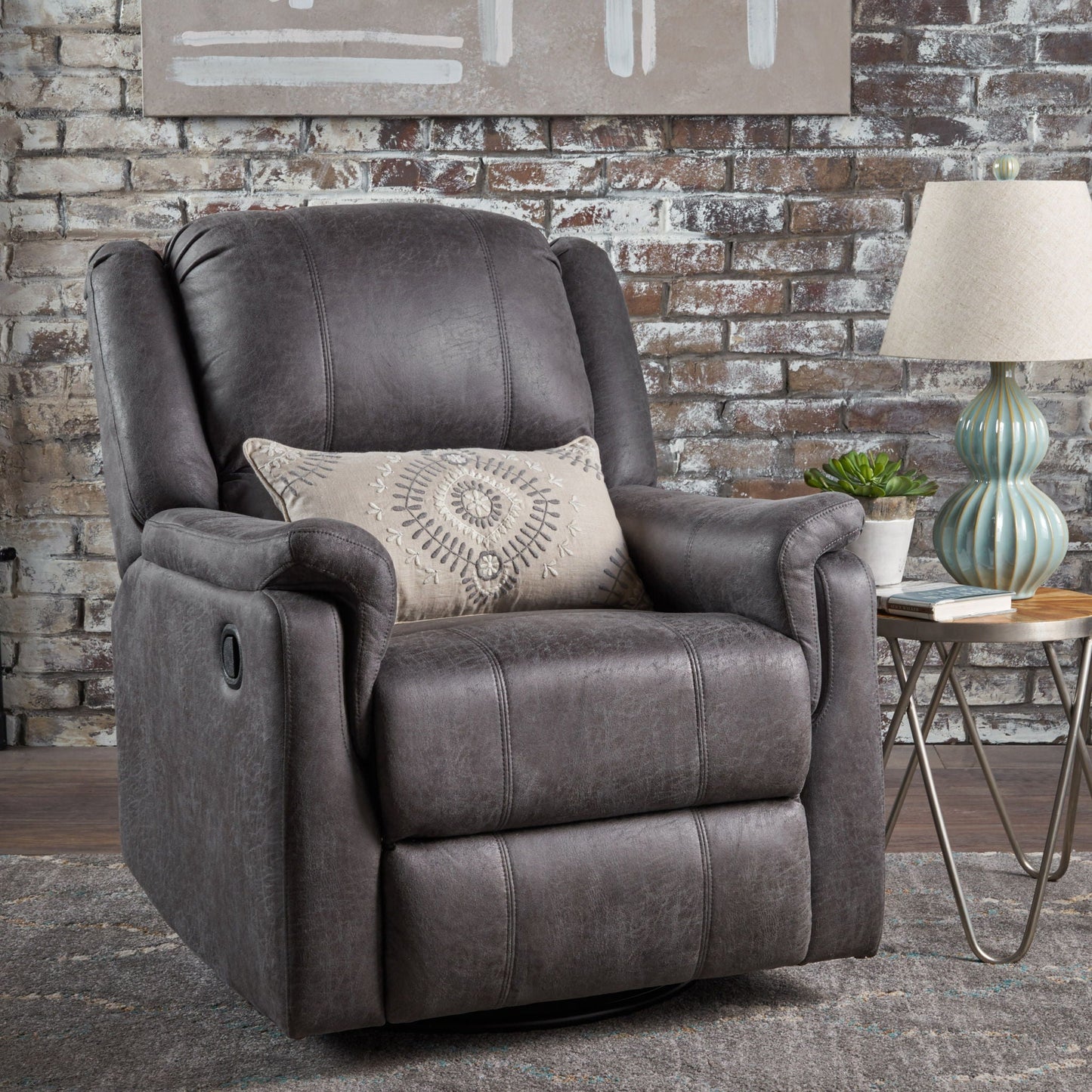 Contemporary Glider Recliner With Swivel Function Noble House