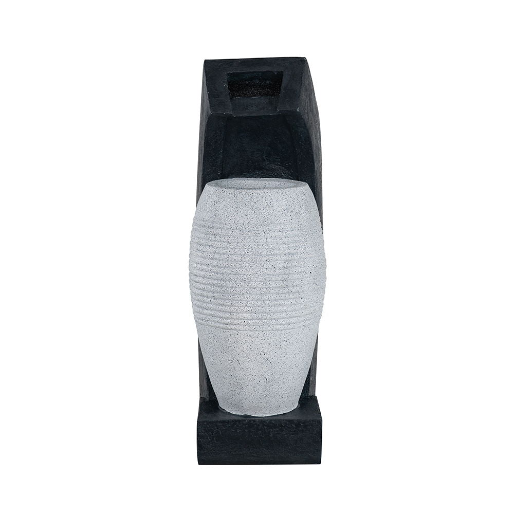 Water Fountain With Vase Design, With Light And Pump, For Indoor And Outdoor - Black / White Daily Nest