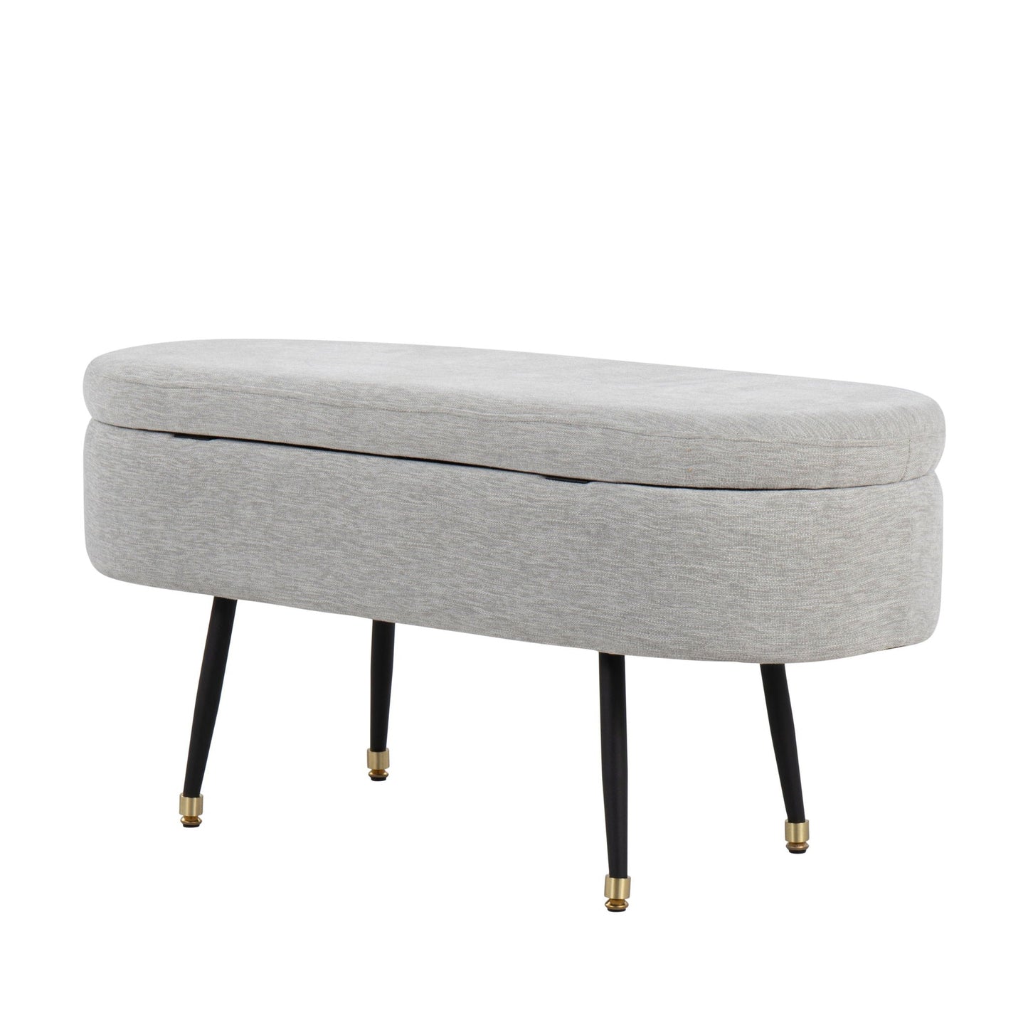Harvey - Contemporary Storage Bench - Black / Light Gray Lumi Source