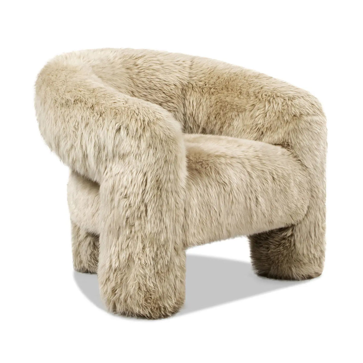 Avalon - Genuine Sheepskin Fur Split Barrel Back Accent Chair - Natural Blonde Jennifer Taylor Home