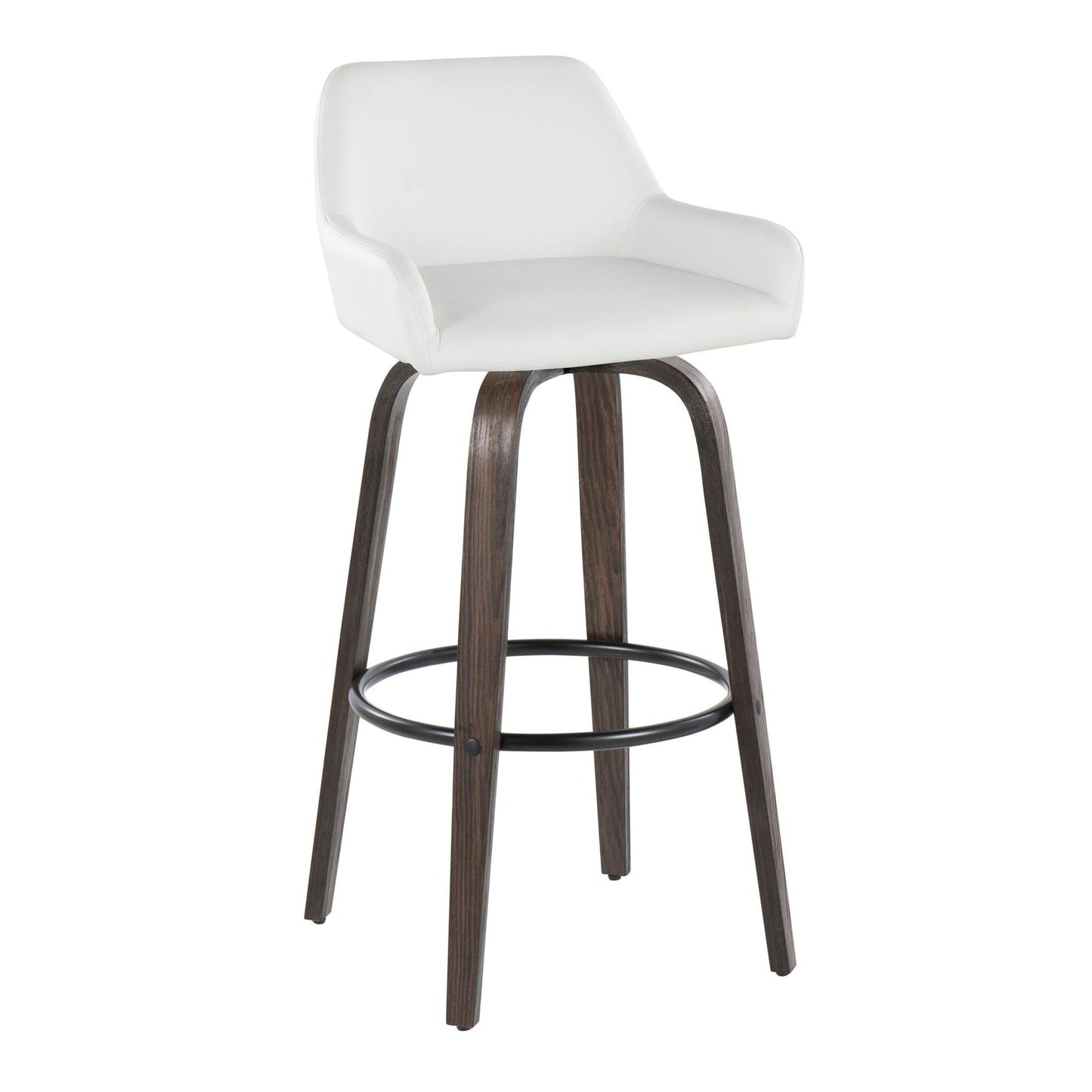 Daniella - Contemporary Fixed Height, Barstool With Swivel With Round Footrest (Set of 2) Lumi Source