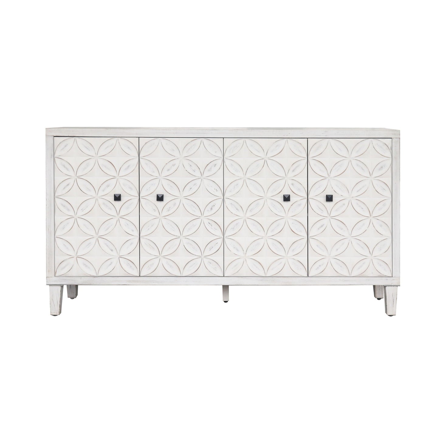 Accent Cabinet 4 Door Wooden Cabinet Sideboard Buffet Server Cabinet Storage Cabinet, For Living Room, Entryway, Hallway, Office, Kitchen And Dining Room - White Wash Home Essentials