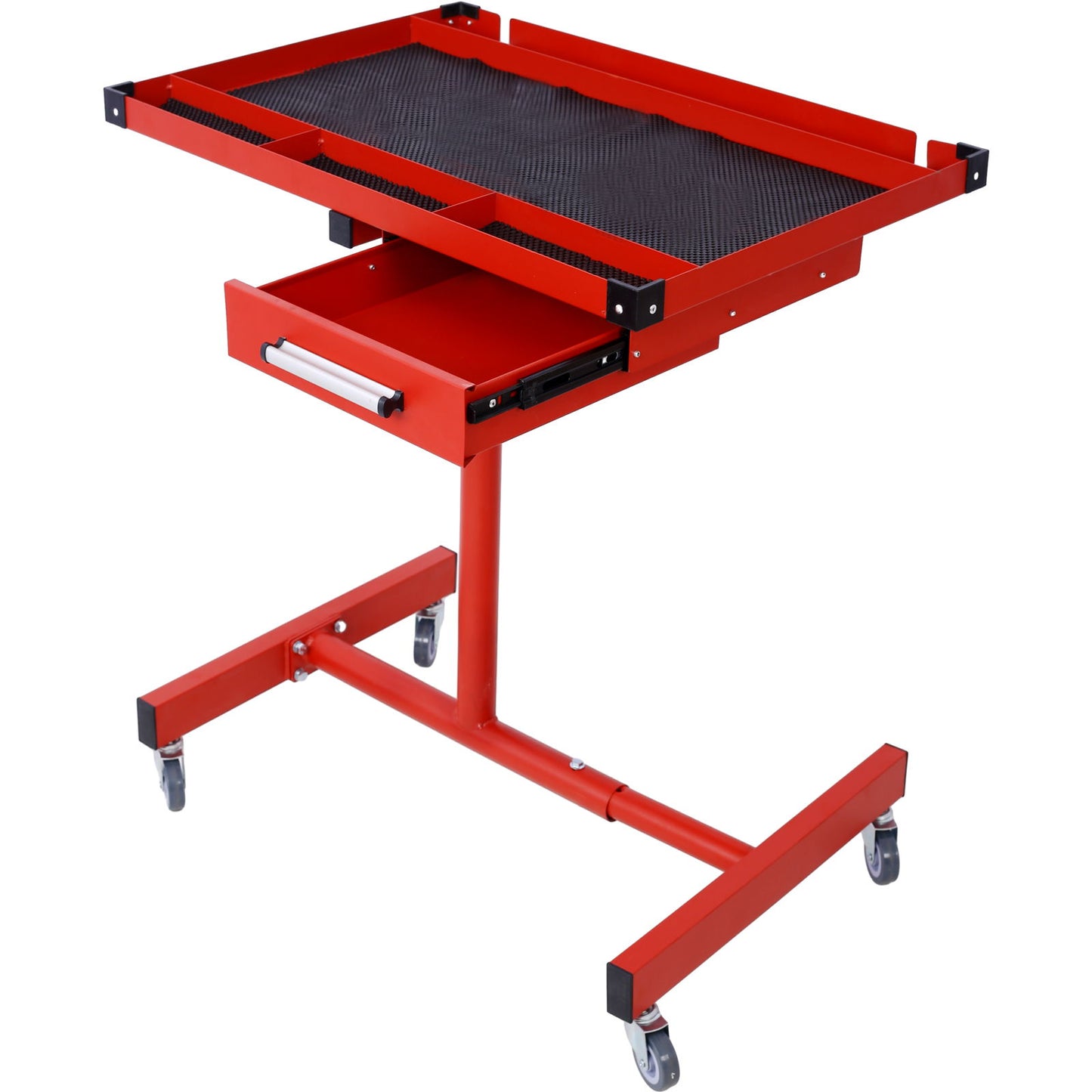 Adjustable Tear Down Work Table With Drawer For Garages, Repair Shops, And Diy, Portable, (4) 2.5" Swivel Casters, 220 Pound Capacity, Rubber Corners, Heavy Duty Steel Home Essentials