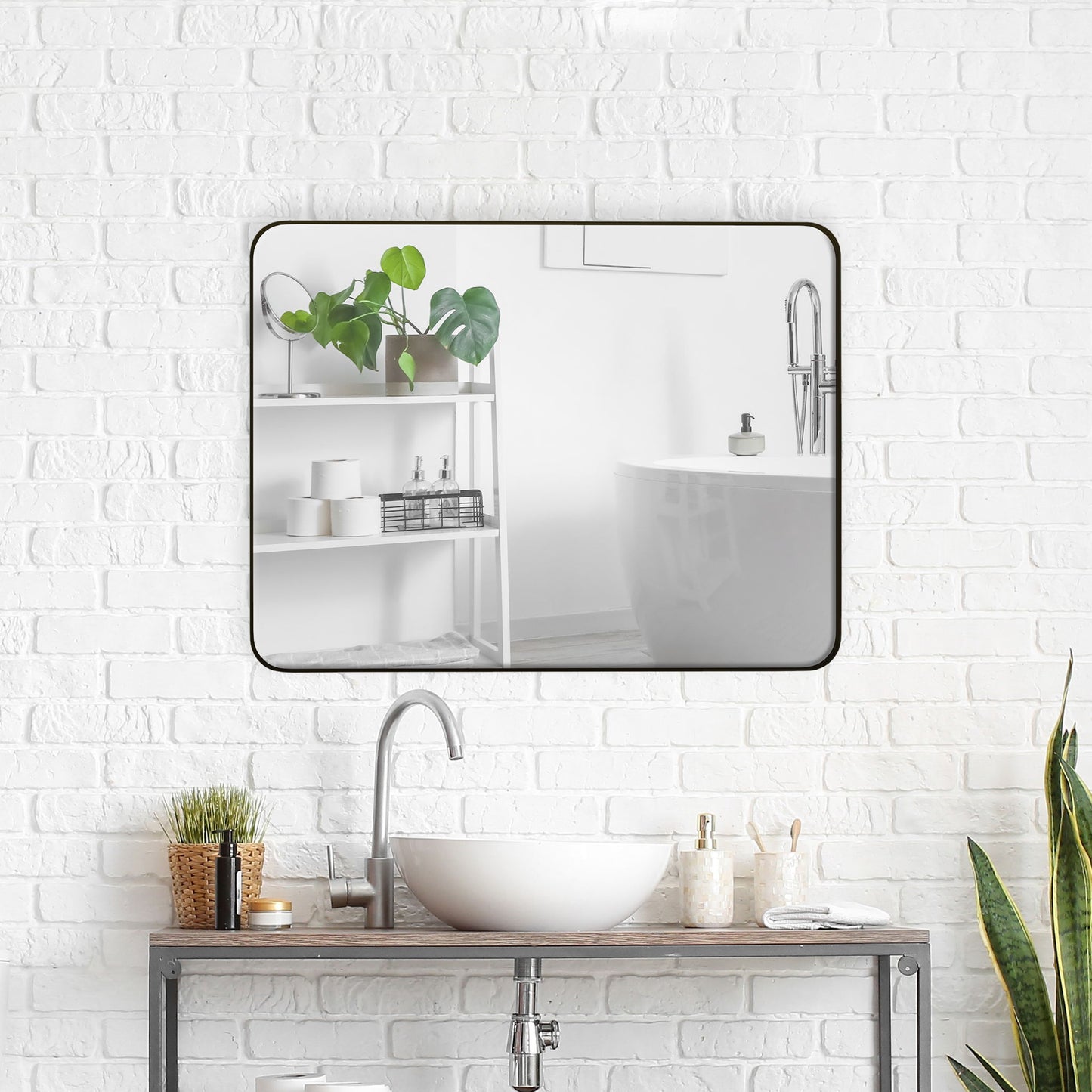 Wall Mirror Rectangular Mirror Metal Framed Mirror Vanity Mirror Dressing Mirror, For Bathroom, Living Room, Bedroom Daily Nest