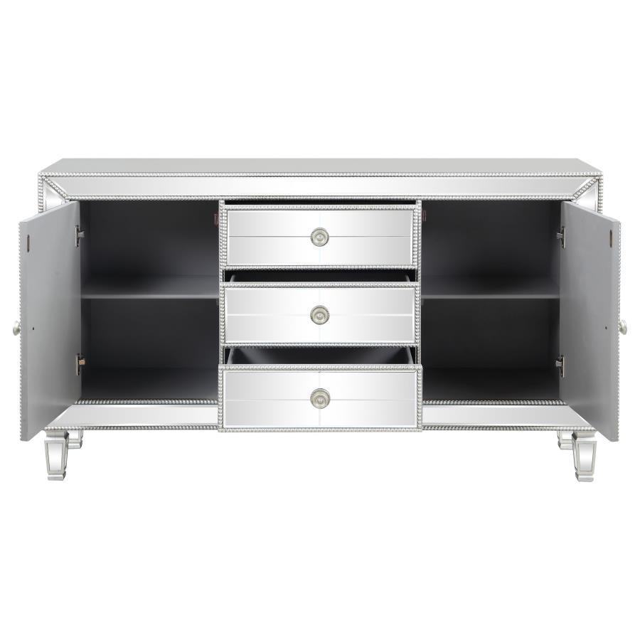 Leticia - 3-Drawer Mirrored Storage Accent Cabinet - Silver CoasterEssence