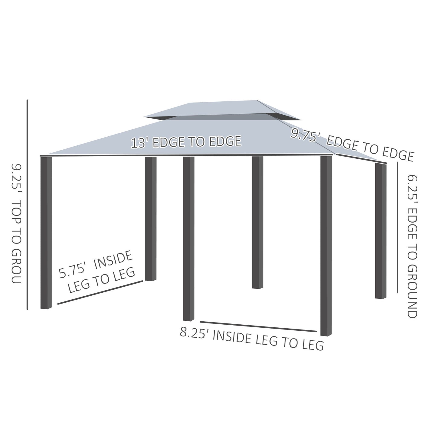 Outsunny - Patio Gazebo, Outdoor Gazebo Canopy Shelter With Curtains, Vented Roof, Steel Frame For Garden, Lawn, Backyard And Deck, - Sage Gray Home Essentials