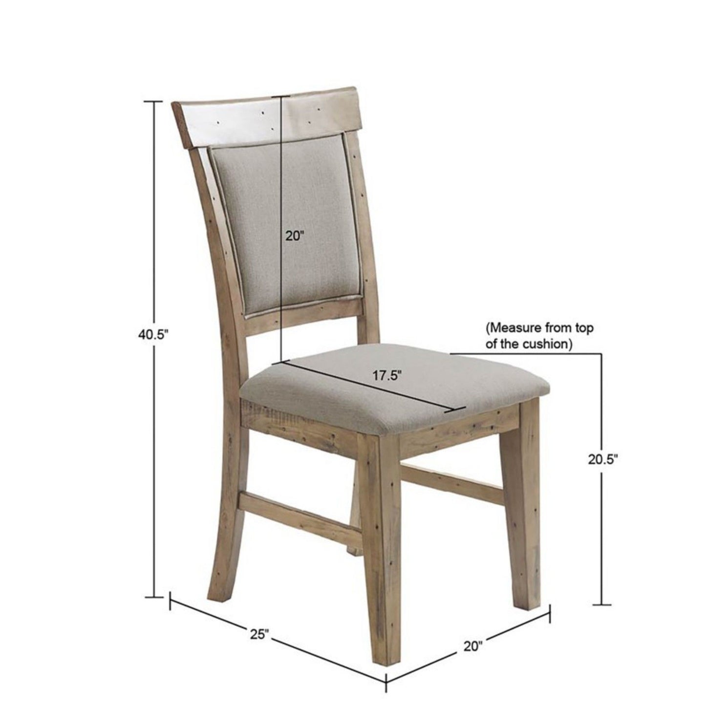 Dining Side Chair With Cushioned Seats And Backs (Set of 2) - Cream / Gray JLA