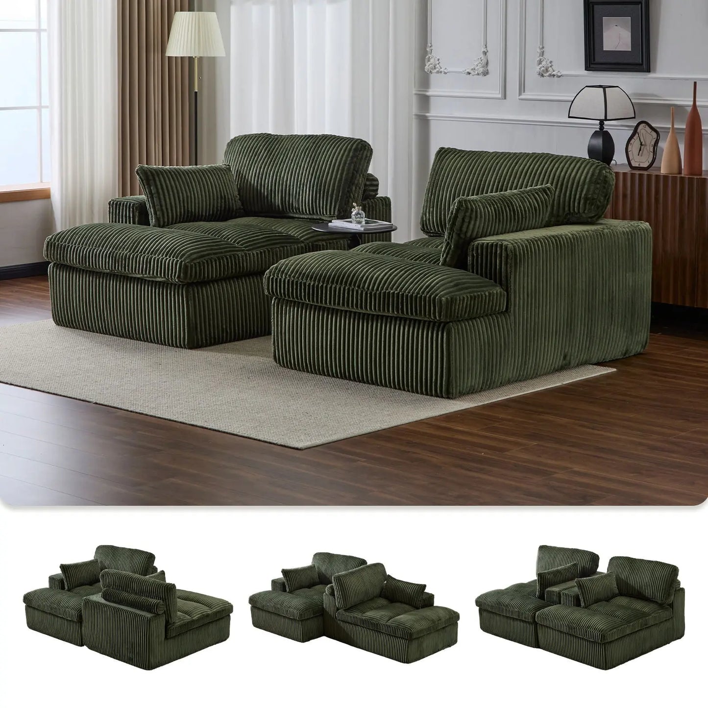 Double Chaise Lounge Chair, Oversized Upholstered Sleeper Cloud Couch Home Essentials