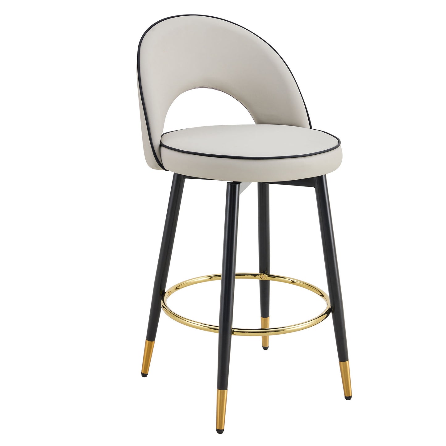 Modern Upholstered 360° Rotatable Bar Chair With Metal Legs For Dining Room (Set of 2) Home Essentials